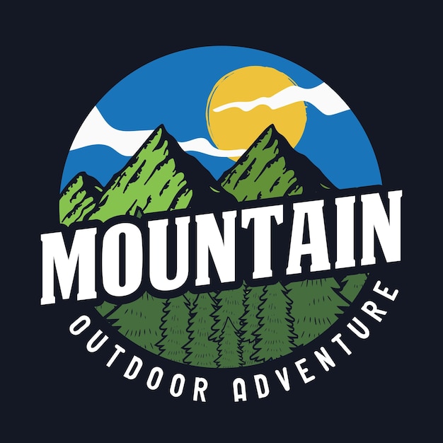 Mountain Camping Adventure Label Vector Illustration Retro Vintage Badge Sticker And T-shirt De