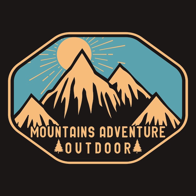 Vector mountain camping adventure label vector illustration retro vintage badge sticker and t-shirt de