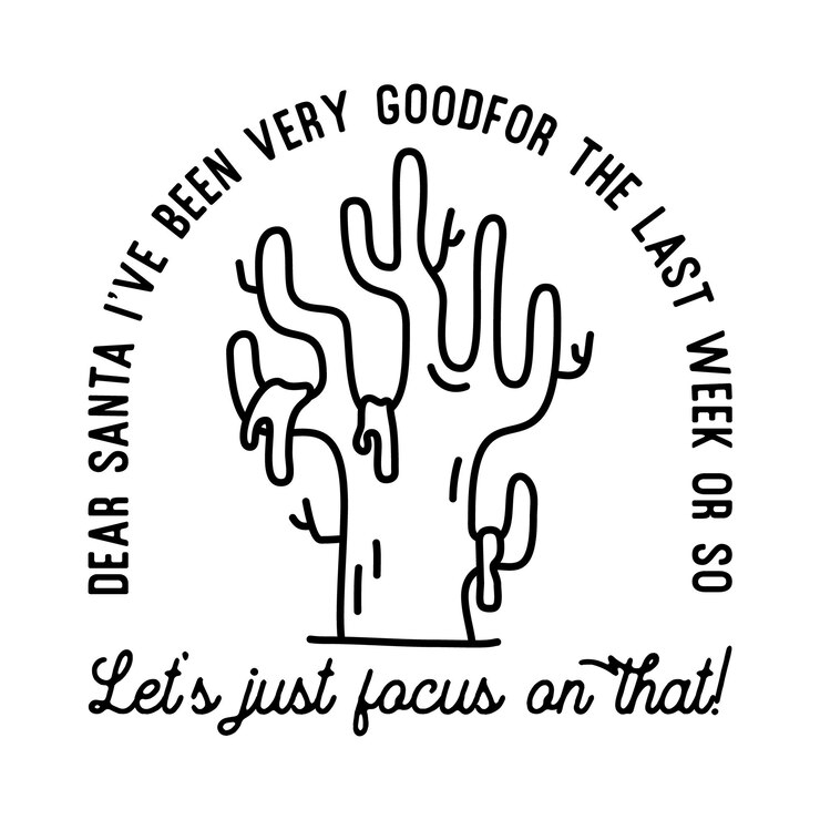 Mountain Camping christmas badge design with tree in line art style and quote dear santa Travel logo graphics Stock vector label