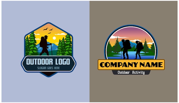 Mountain camping outdoor activities vintage logo