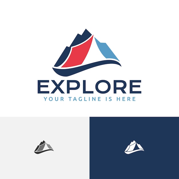 Mountain camping peak summit nature explore adventure logo