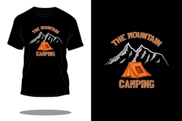 Дизайн футболки в стиле ретро для горного кемпинга