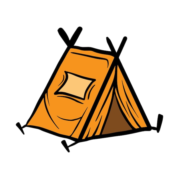 Mountain camping tent illustration