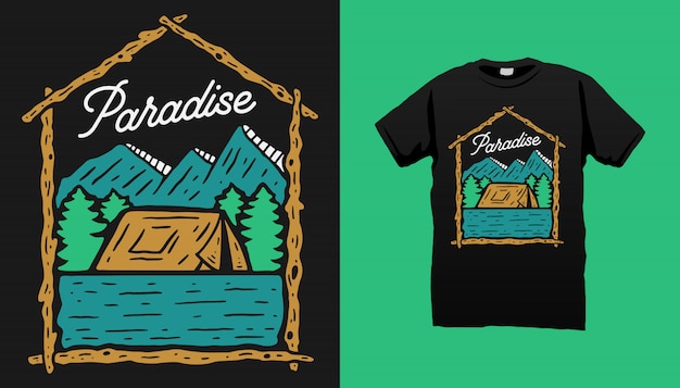 Mountain camping tshirt ontwerp