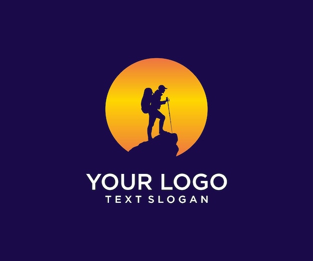 Vector mountain climber shadow vector logo