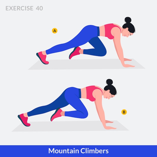 Mountain Climbers exercise Woman workout fitness aerobic and exercises