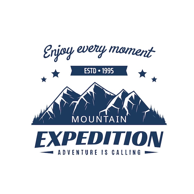 Mountain climbing expedition icon or emblem