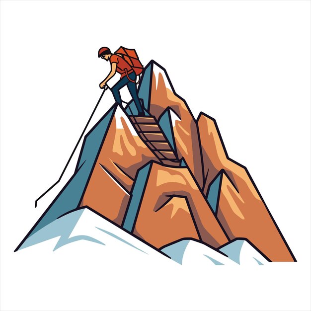 mountain climbing hiking logo vector