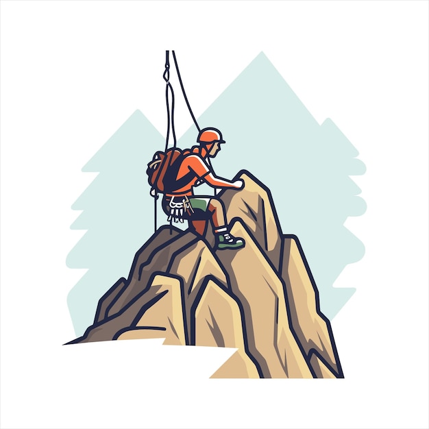 Mountain climbing hiking logo vector