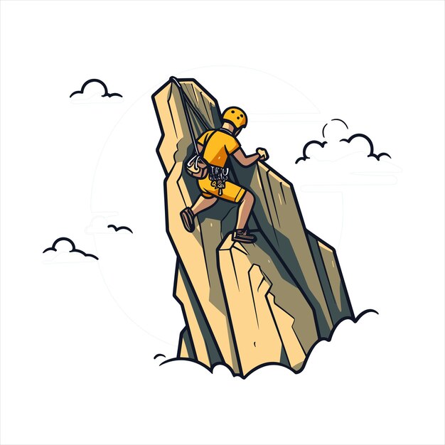 Vector mountain climbing hiking logo vector