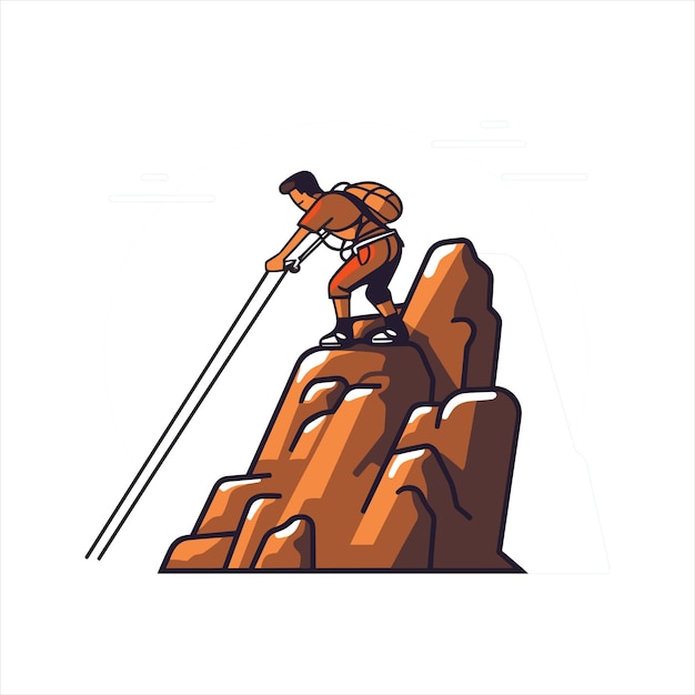 mountain climbing hiking logo vector