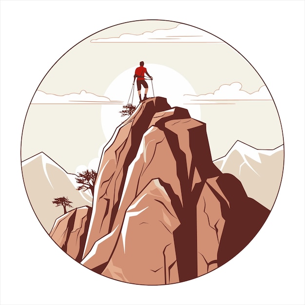 Vector mountain climbing hiking logo vector