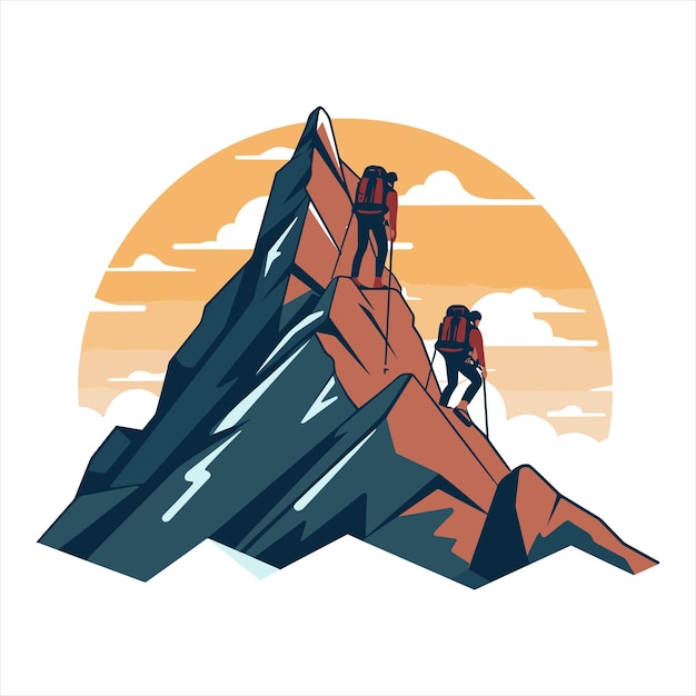 mountain climbing hiking logo vector