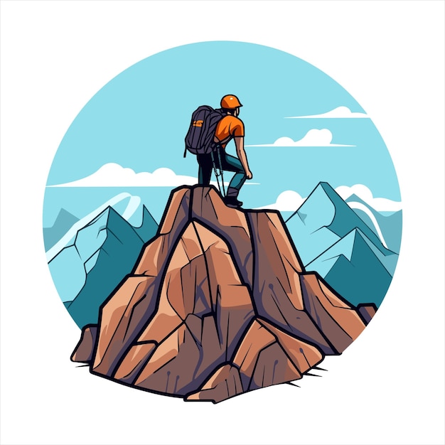 mountain climbing hiking logo vector