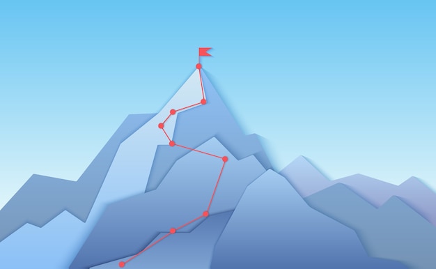 Itinerario di arrampicata in montagna al paesaggio di punta