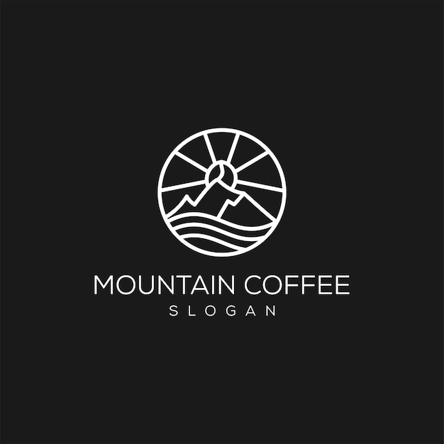 山とコーヒーのロゴバッジのインスピレーション