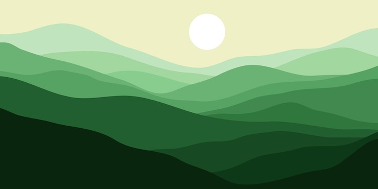 Vector 산의 색, 반투명한 파도, 해가 지는 것, 추상적인 유리 모양, 현대적인 배경 디자인, 터 일러스트레이션