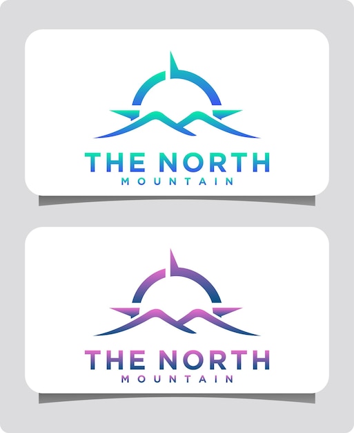 mountain and compass logo design