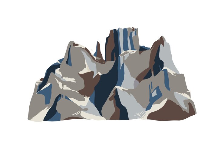 Vector 白で隔離される山または岩山