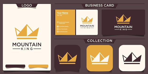 Mountain crown logo design. king peak production logo vector.