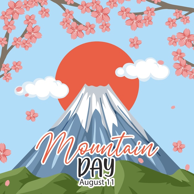 Mountain day in japan banner met mount fuji