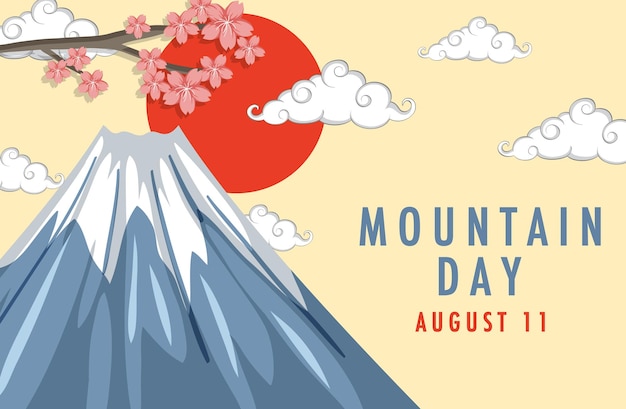 Mountain day in japan on august 11 banner with mount fuji