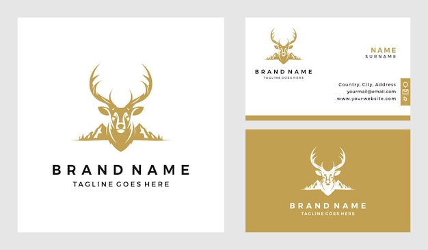 Mountain deer logo with business card design