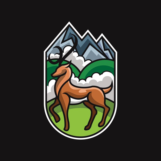 Vettore logo di cervo di montagna