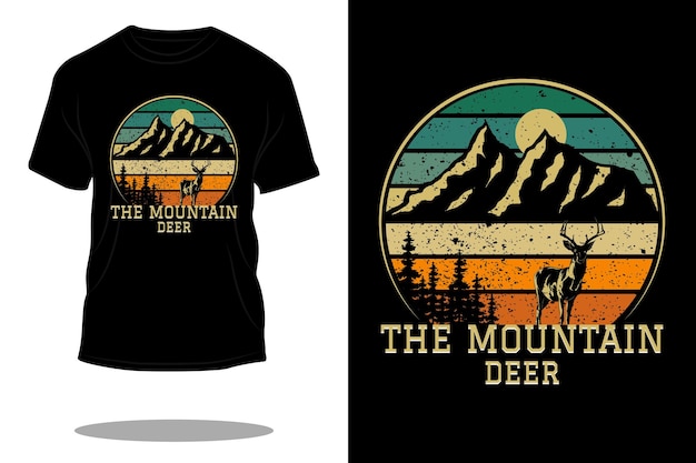 The mountain deer retro t shirt design