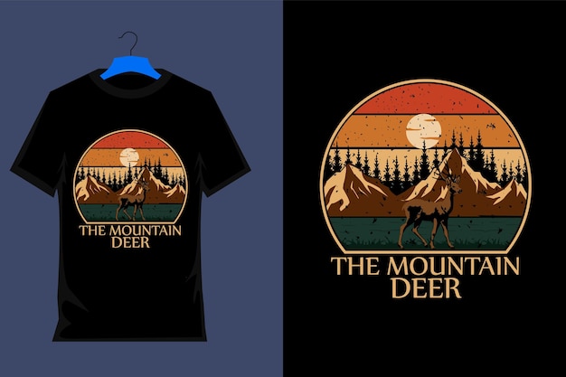 The mountain deer retro t shirt design