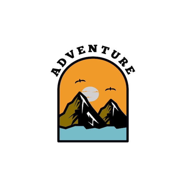 Vector mountain design logo badge outdoor