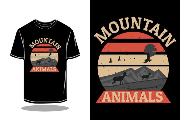 Mountain dieren silhouet retro t-shirt mockup ontwerp