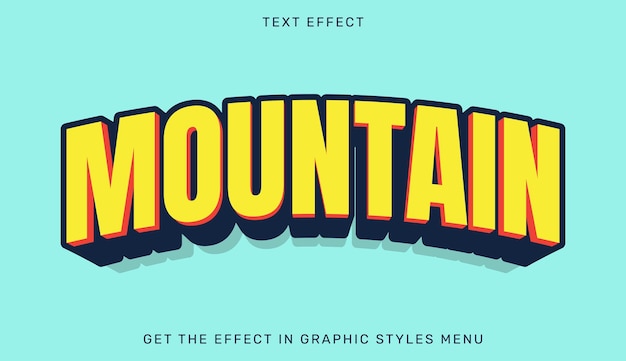 Редактируемый текстовый эффект горы в 3d стиле