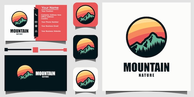 Mountain emblem logo design template