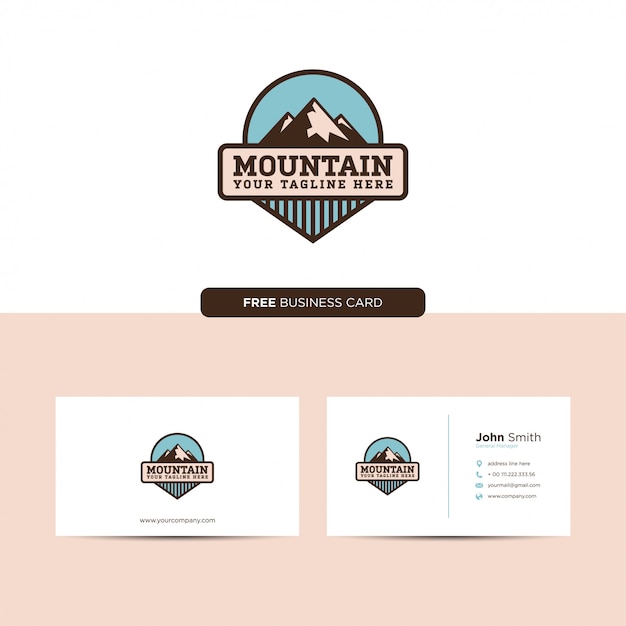 Mountain emblem logo retro and business card