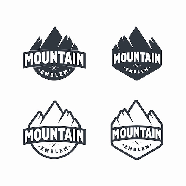 mountain emblem logo set black white