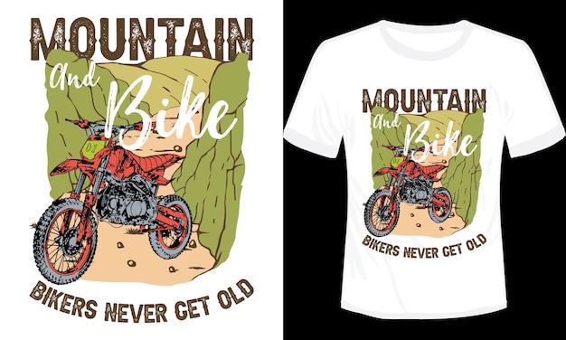 Mountain- en fietsbikers worden nooit oude tshirtontwerp vectorillustratie