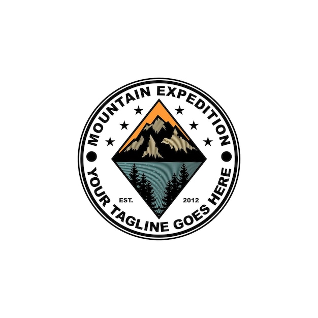 Vector mountain expedition badge logo design