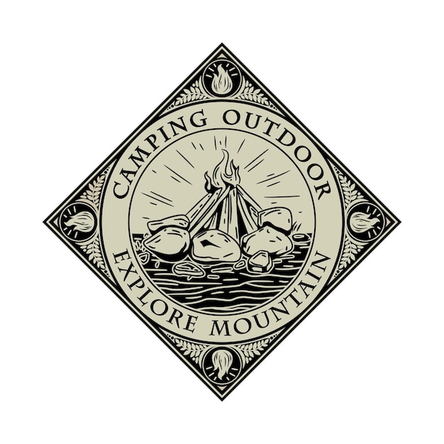 Mountain Expedition Logo Outdoor Camping en Adventure Vintage Logo Vector