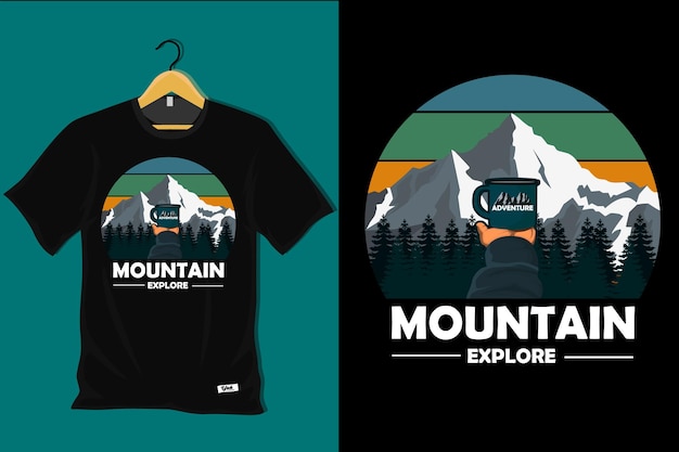 Mountain Explore Retro Vintage T-shirtontwerp