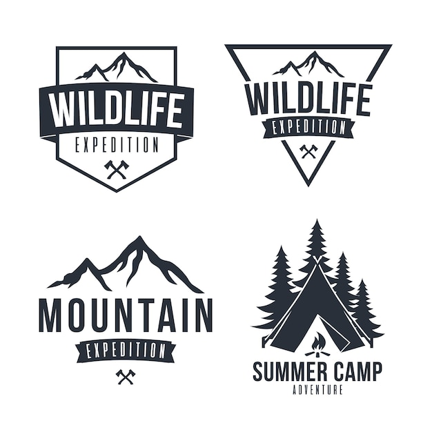 Mountain explorer adventure logo badge vector icon design set collection