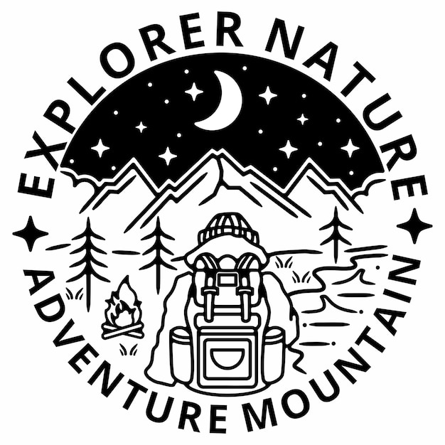 mountain explorer monoline vintage outdootr badge design