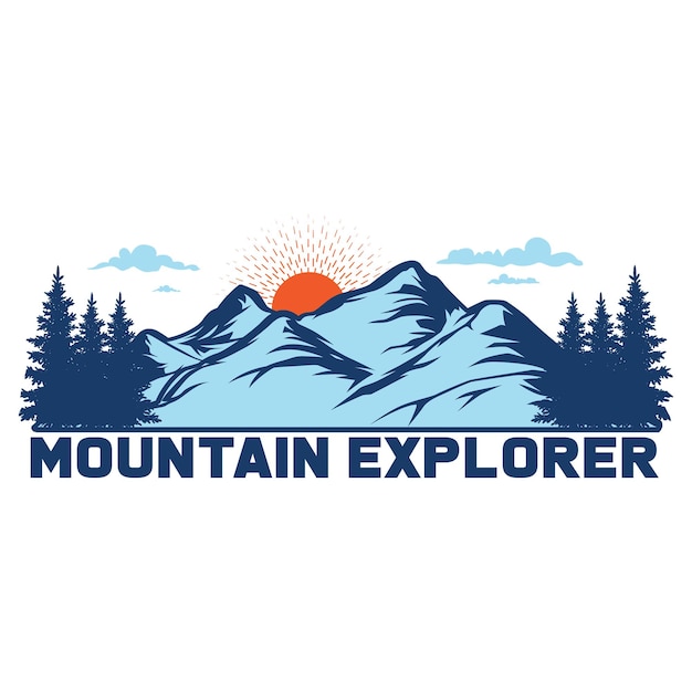 Mountain Explorer 빈티지 타이포그래피 벡터 일러스트 T-셔츠 디자인