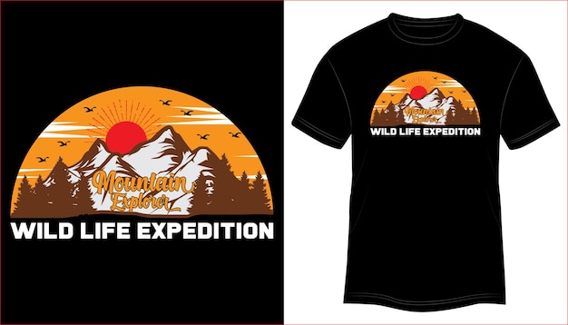 Mountain explorer wild life expedition tipografia t-shirt design illustrazione vettoriale