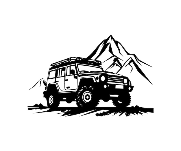 Mountain extreme vehicle logo icon silhouette vector template