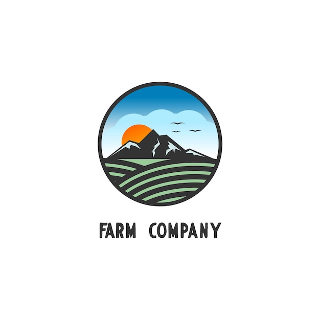 mountain farm agriculture vector logo design