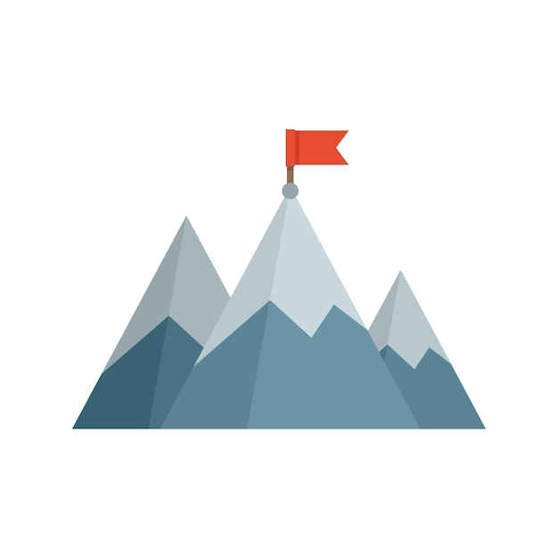 ベクトル 山旗ミッション アイコン 白い背景に分離された山旗ミッション ベクトル アイコンのフラットの図