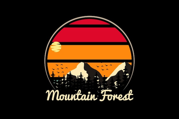 Mountain forest retro design landscape