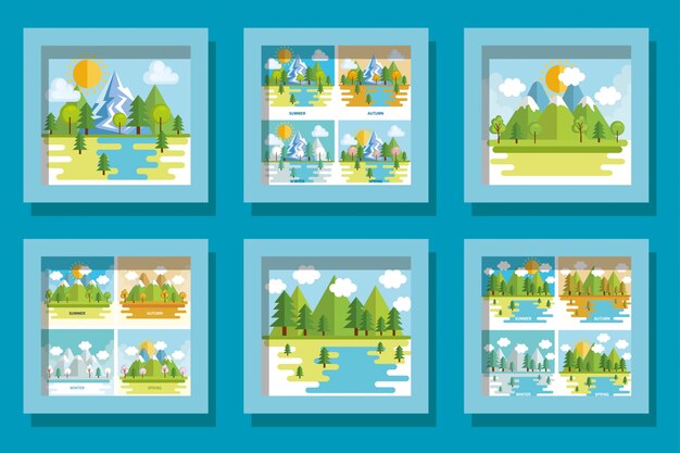 Mountain and garden card set