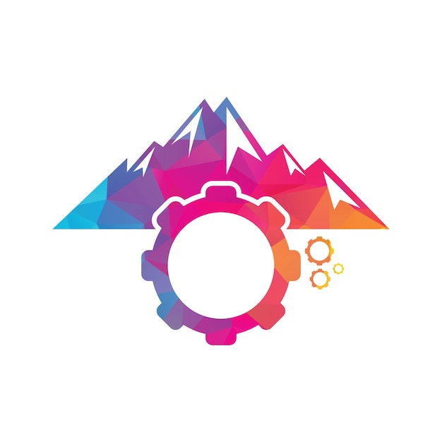 Mountain gear logo icon design.